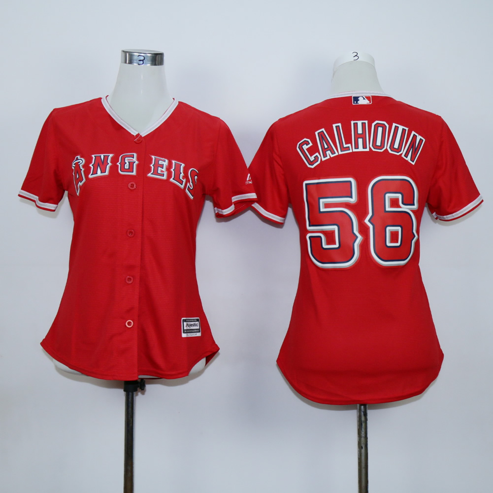 Women Los Angeles Angels #56 Calhoun Red MLB Jerseys